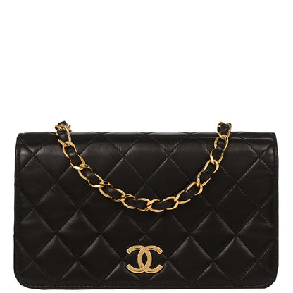 Chanel Black Lambskin Turnlock Mini Full Flap Shoulder Bag