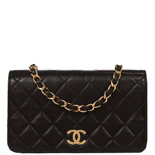 Chanel Black Lambskin Turnlock Mini Full Flap Shoulder Bag