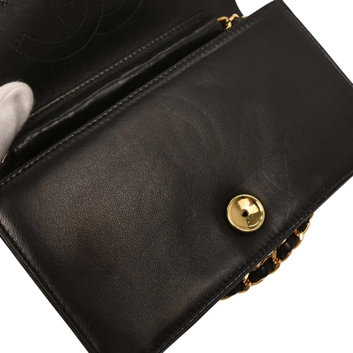 Chanel Black Lambskin Turnlock Mini Full Flap Shoulder Bag