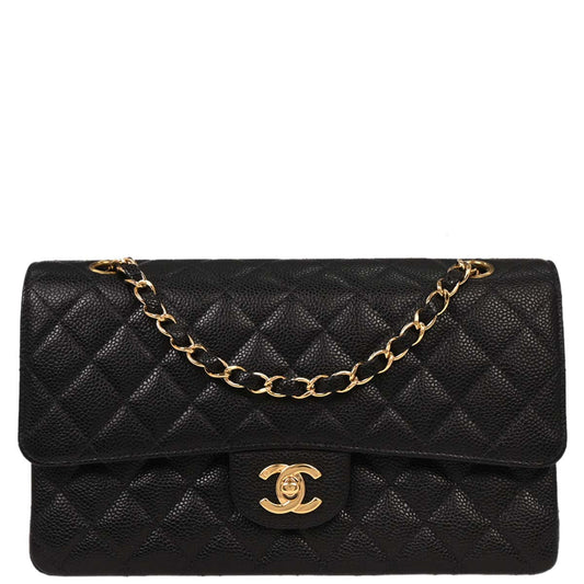 Chanel Black Calfskin Medium Classic Double Flap Shoulder Bag