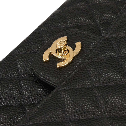 Chanel Black Calfskin Medium Classic Double Flap Shoulder Bag
