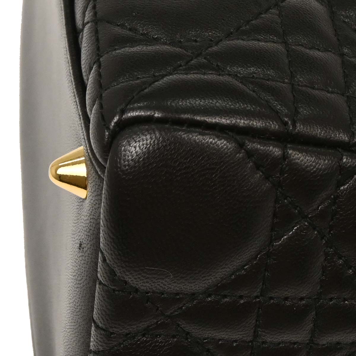 Christian Dior Black Lambskin Medium Lady Dior Cannage 2way Shoulder Handbag