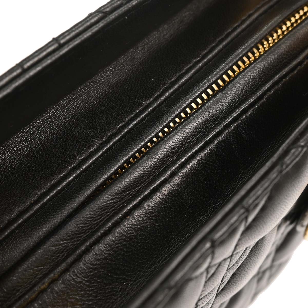 Christian Dior Black Lambskin Medium Lady Dior Cannage 2way Shoulder Handbag