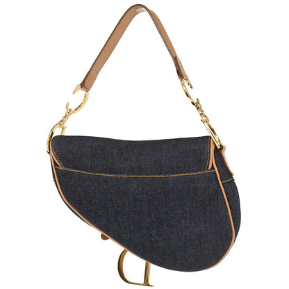 Christian Dior Navy Denim Saddle Handbag
