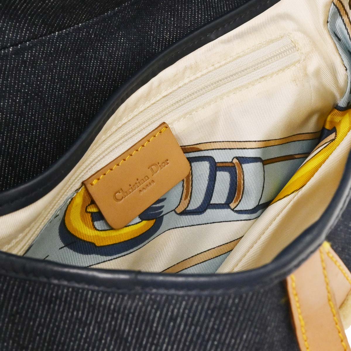 Christian Dior Navy Denim Saddle Handbag