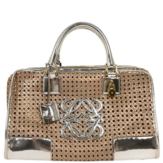 Loewe Silver Leather Amazona 36 Handbag
