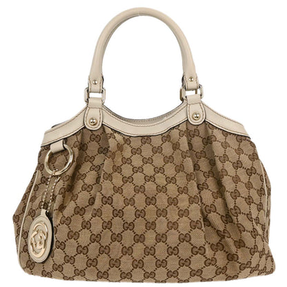 Gucci Beige Canvas GG Sukey Tote Handbag