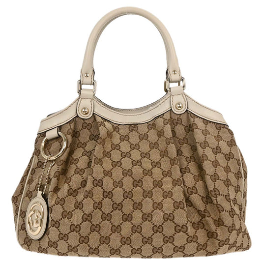 Gucci Beige Canvas GG Sukey Tote Handbag