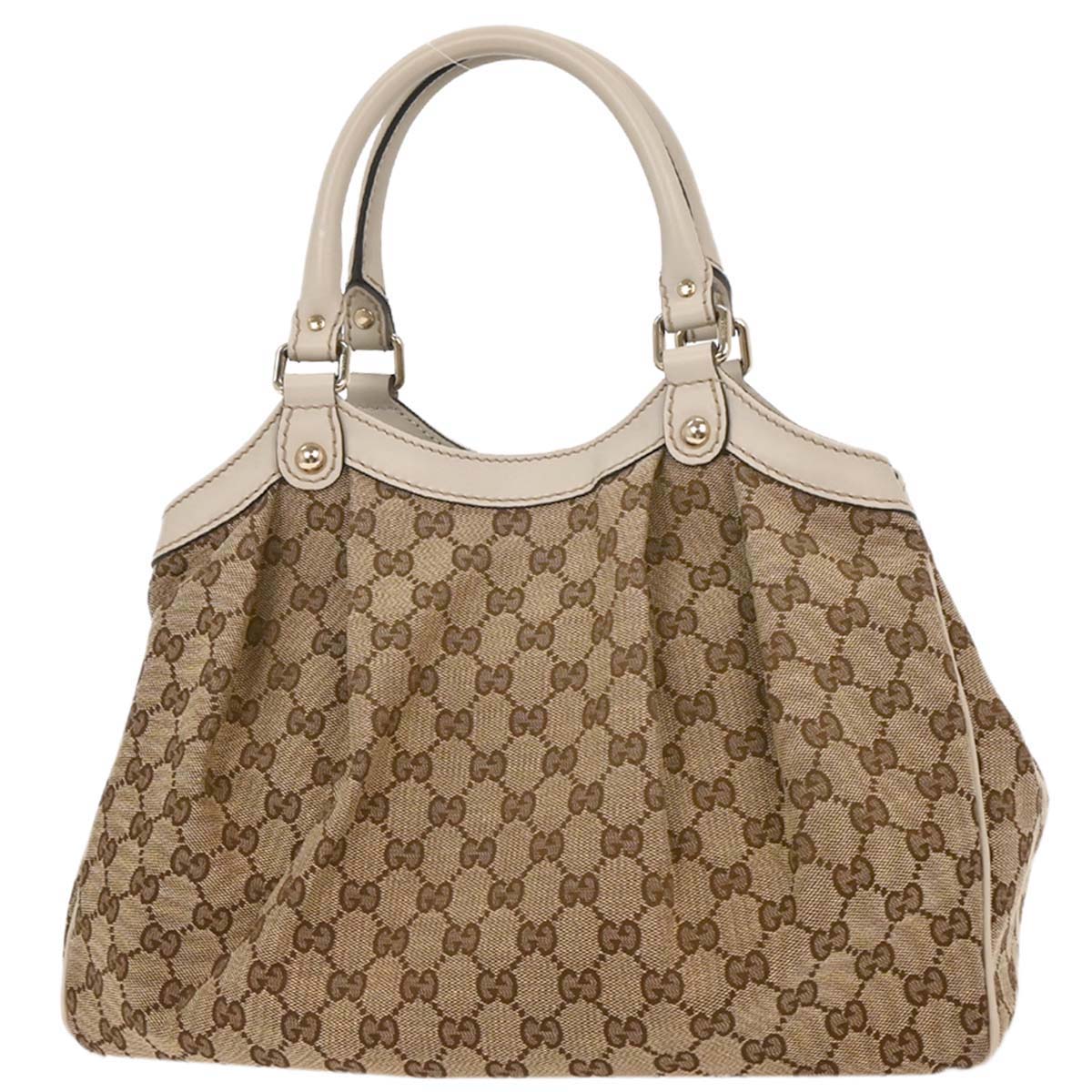 Gucci Beige Canvas GG Sukey Tote Handbag