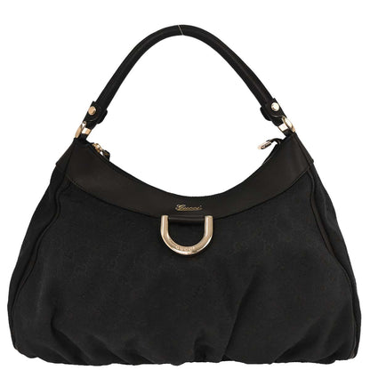 Gucci Black Canvas GG Abbey D Ring Handbag