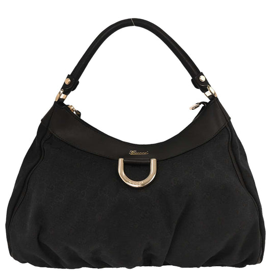 Gucci Black Canvas GG Abbey D Ring Handbag