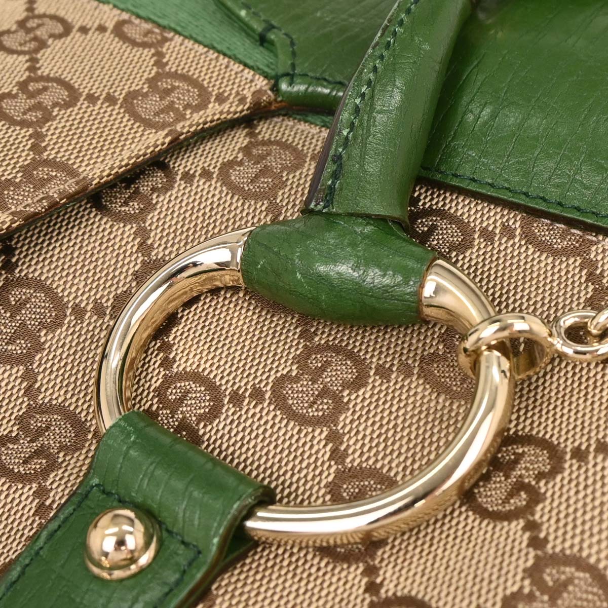 Gucci Beige Canvas GG Horsebit Handbag