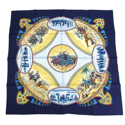 Hermes Scarf Carre 90 Cavaliers Peuls Navy Small Good