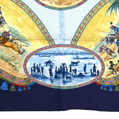 Hermes Scarf Carre 90 Cavaliers Peuls Navy Small Good