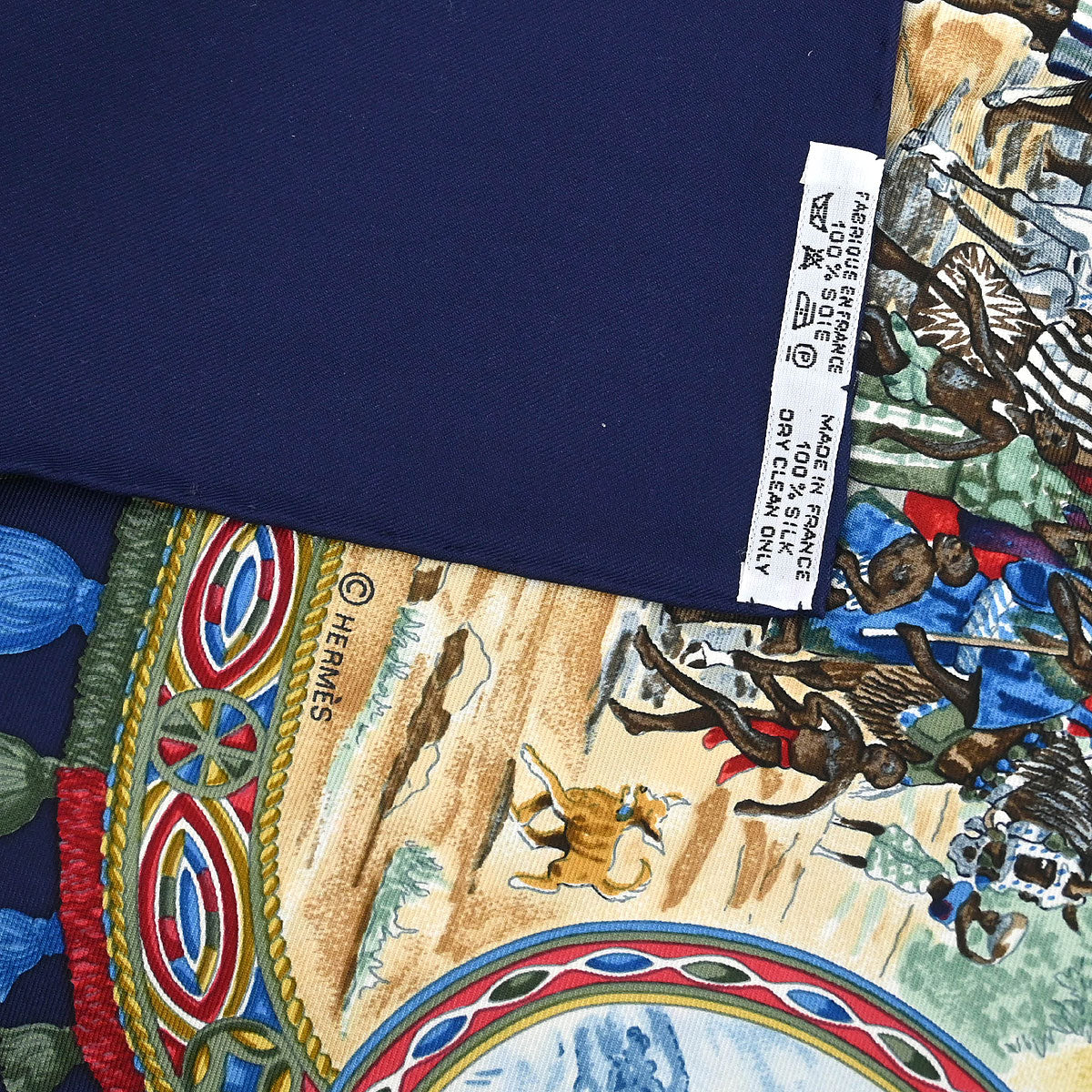 Hermes Scarf Carre 90 Cavaliers Peuls Navy Small Good