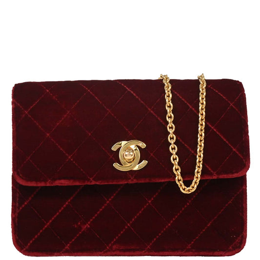 Chanel Bordeaux Velvet Straight Flap Shoulder Bag