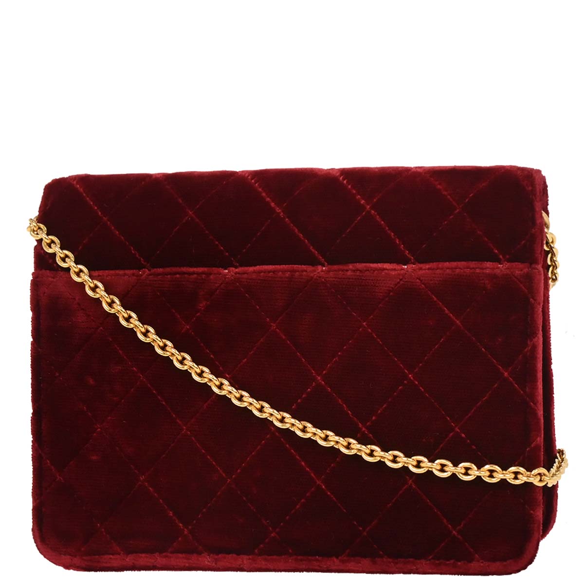 Chanel Bordeaux Velvet Straight Flap Shoulder Bag