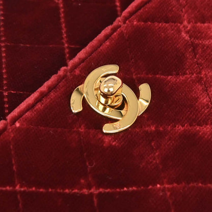 Chanel Bordeaux Velvet Straight Flap Shoulder Bag