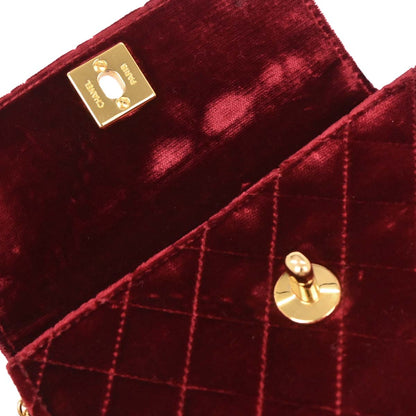 Chanel Bordeaux Velvet Straight Flap Shoulder Bag