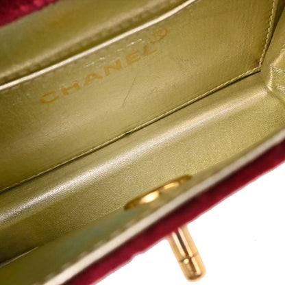 Chanel Bordeaux Velvet Straight Flap Shoulder Bag