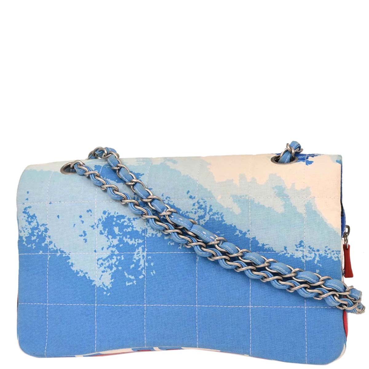 Chanel Blue Canvas Surf Line Choco Bar Shoulder Bag