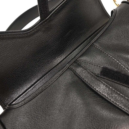 Christian Dior Black Leather Saddle Handbag
