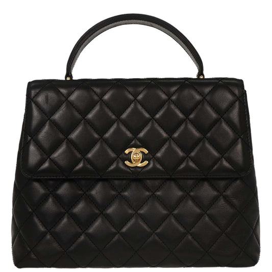 Chanel Black Lambskin Top Handle Handbag