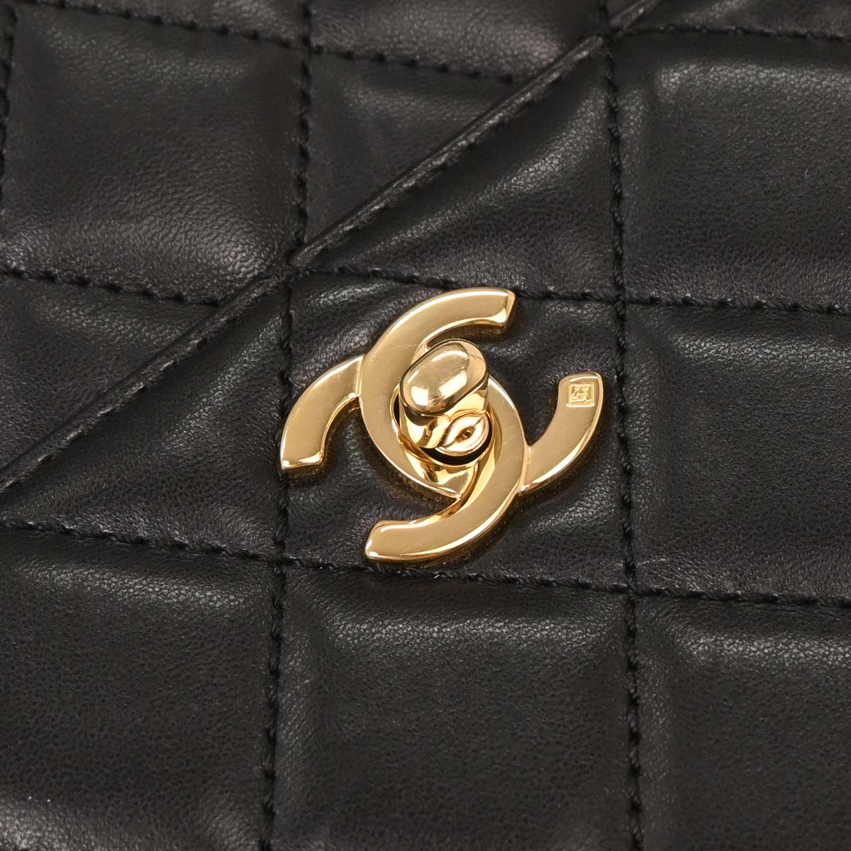 Chanel Black Lambskin Top Handle Handbag