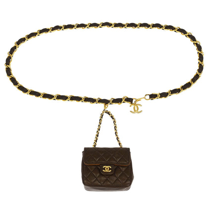 Chanel Brown Lambskin Classic Flap Micro Bum Belt Bag