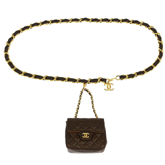 Chanel Brown Lambskin Classic Flap Micro Bum Belt Bag