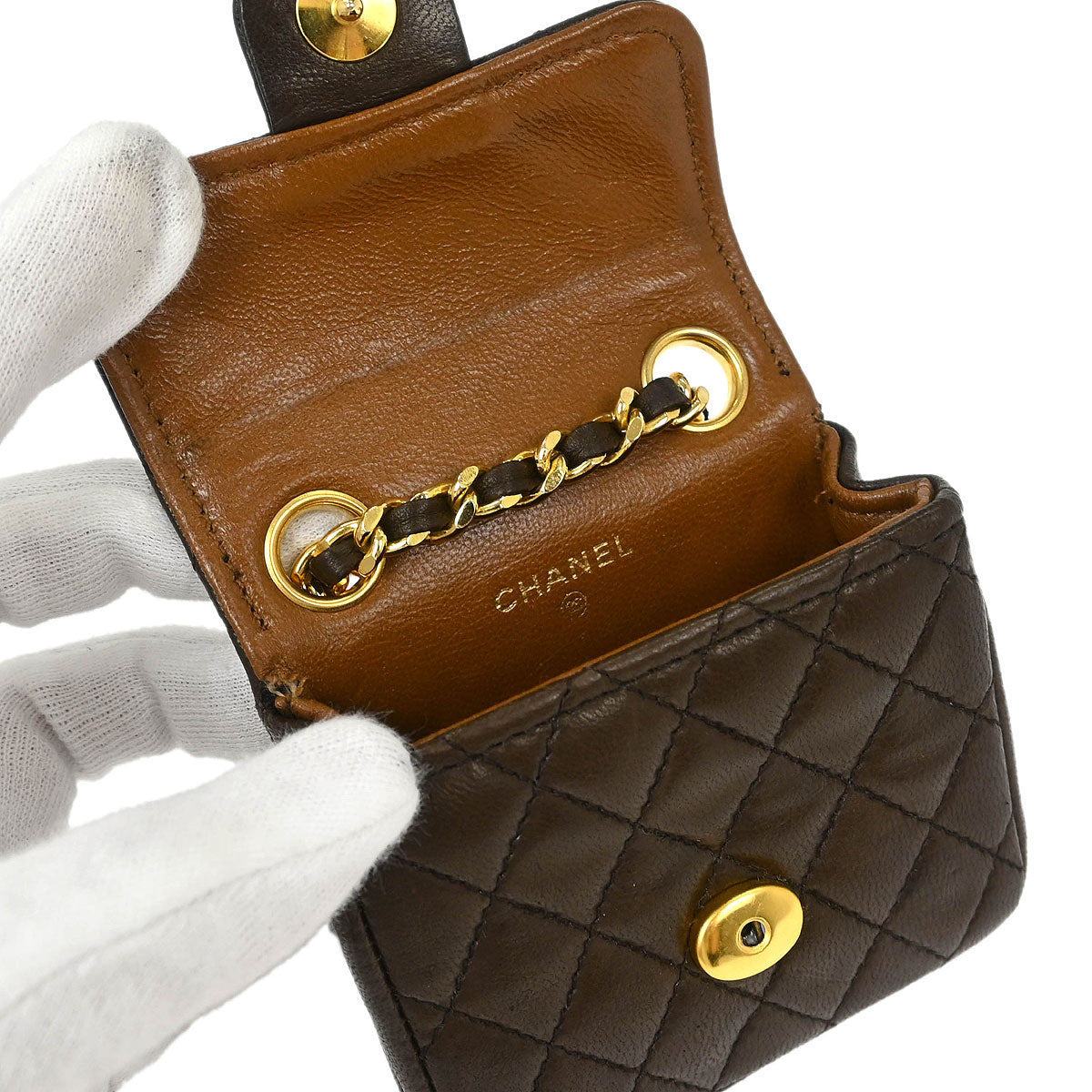 Chanel Brown Lambskin Classic Flap Micro Bum Belt Bag