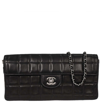 Chanel Black Lambskin East West Choco Bar Shoulder Bag