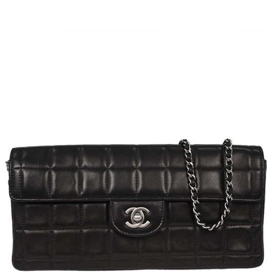 Chanel Black Lambskin East West Choco Bar Shoulder Bag