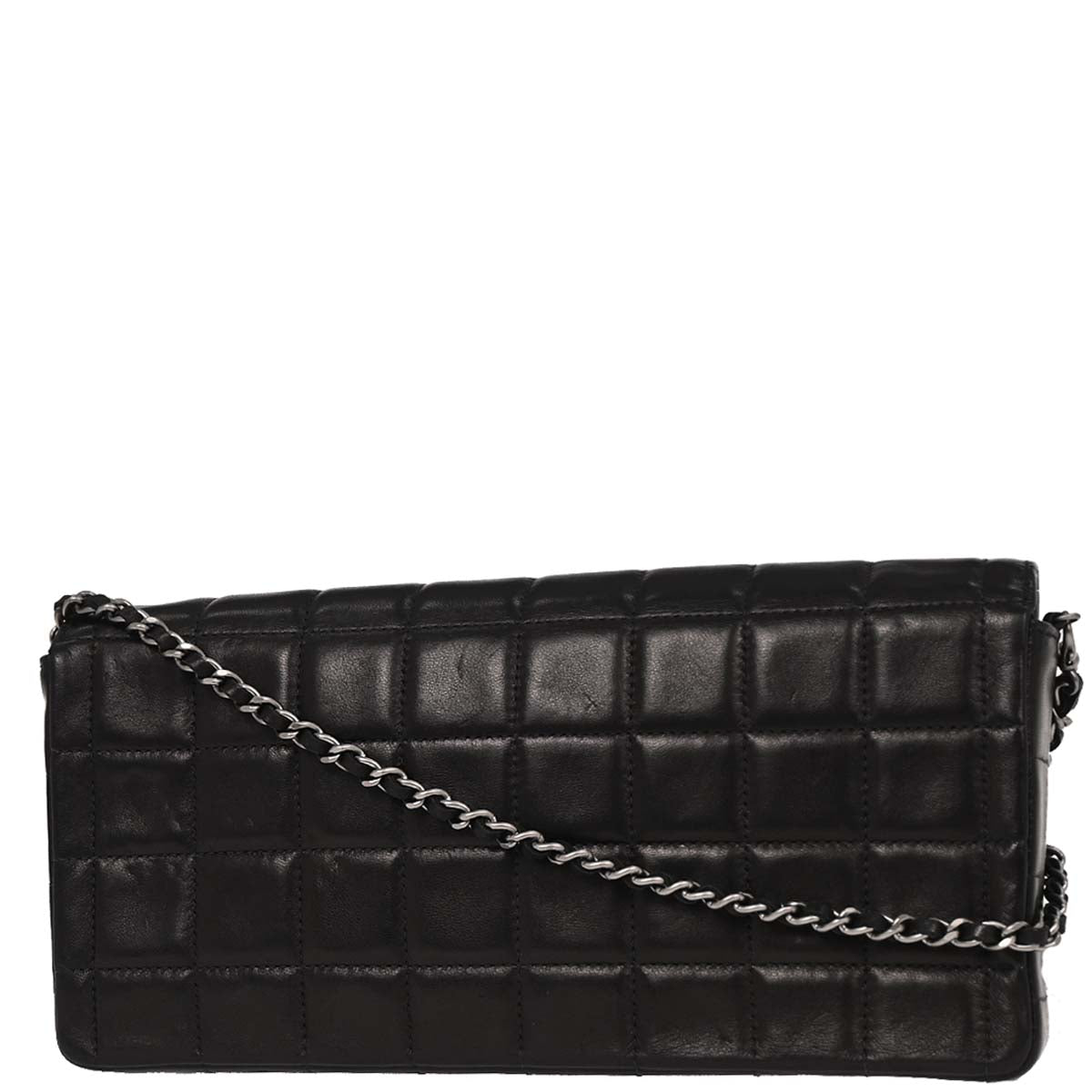 Chanel Black Lambskin East West Choco Bar Shoulder Bag