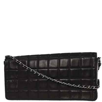 Chanel Black Lambskin East West Choco Bar Shoulder Bag