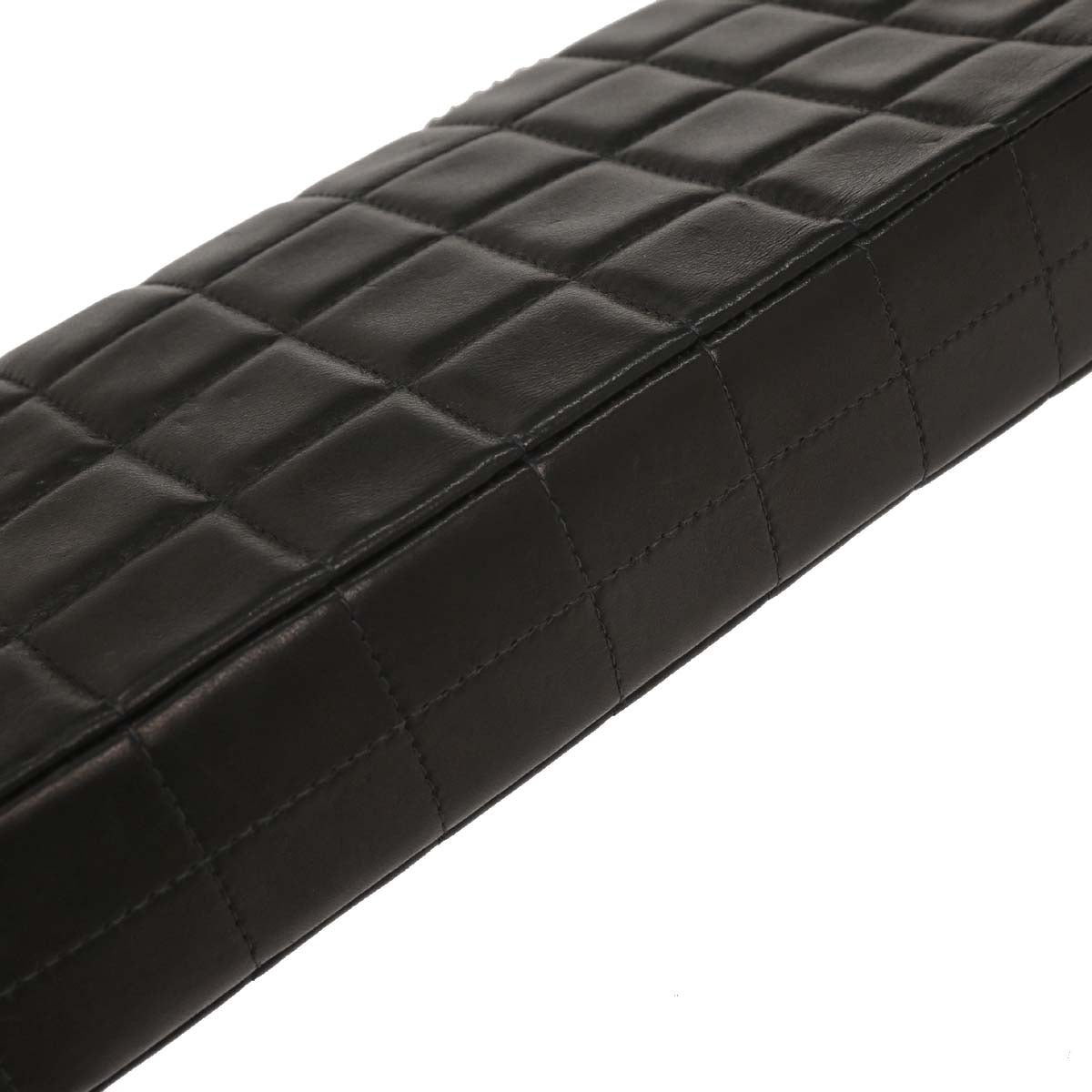 Chanel Black Lambskin East West Choco Bar Shoulder Bag