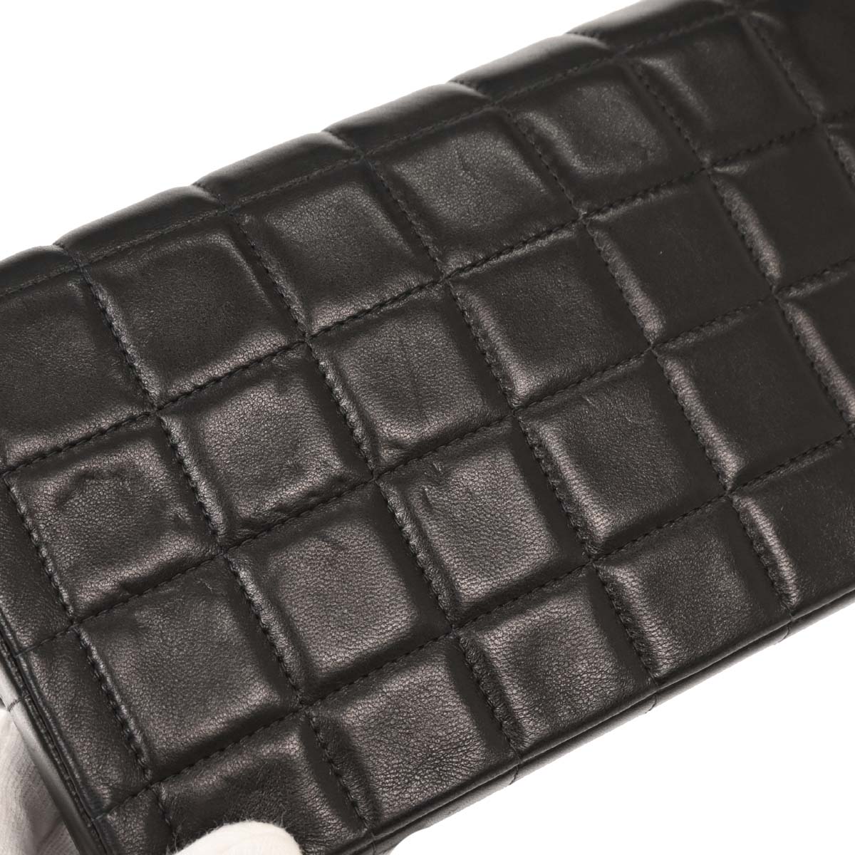 Chanel Black Lambskin East West Choco Bar Shoulder Bag