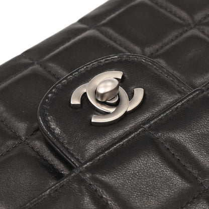 Chanel Black Lambskin East West Choco Bar Shoulder Bag