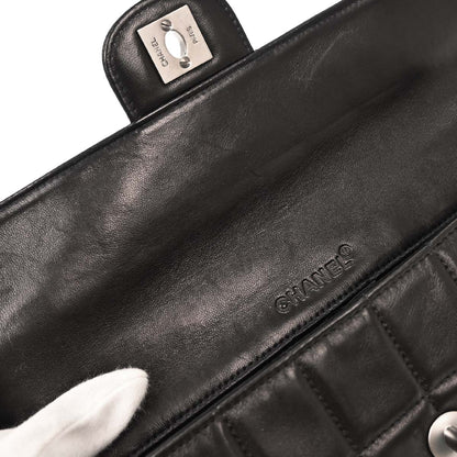 Chanel Black Lambskin East West Choco Bar Shoulder Bag