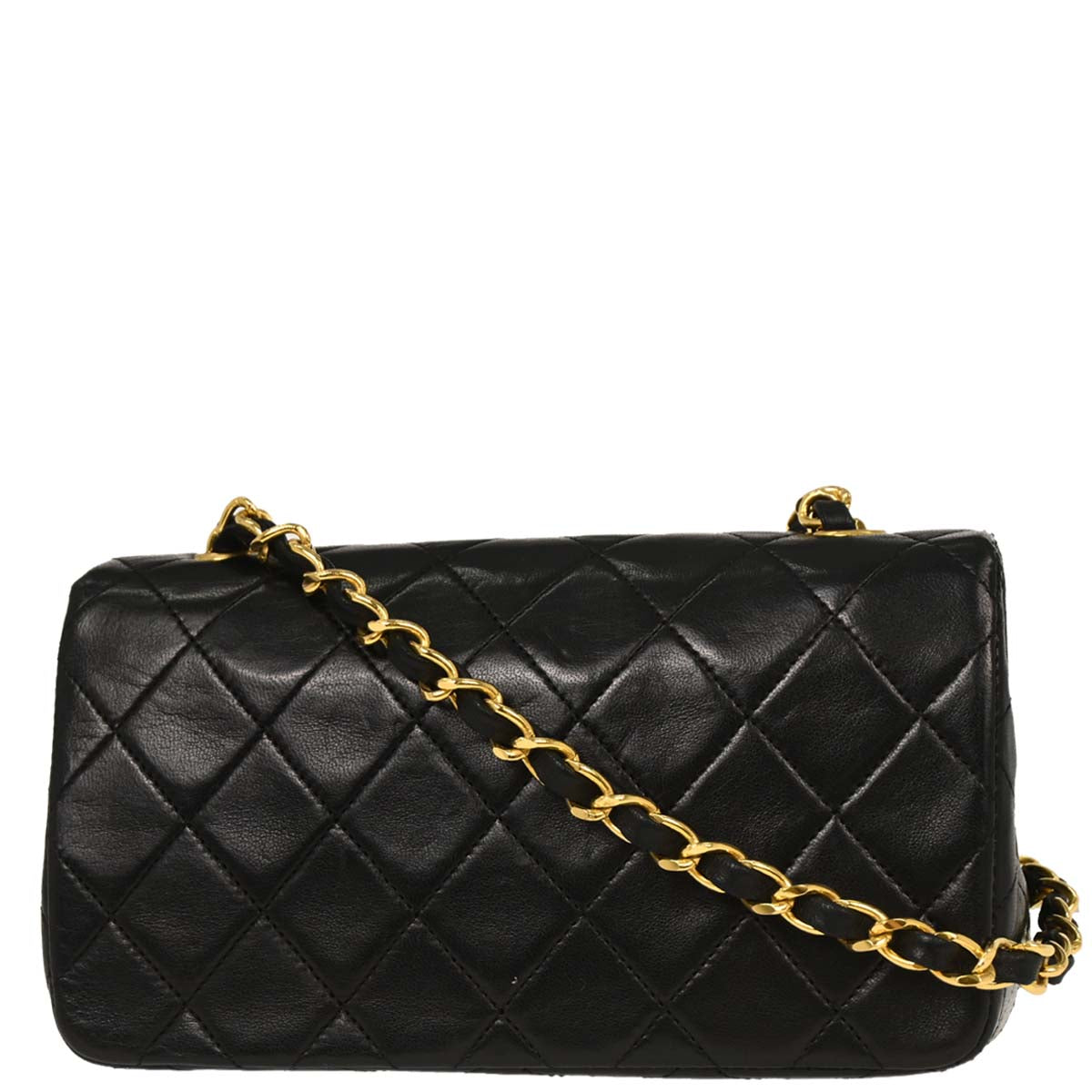 Chanel Black Lambskin Turnlock Mini Full Flap Shoulder Bag