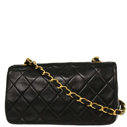 Chanel Black Lambskin Turnlock Mini Full Flap Shoulder Bag