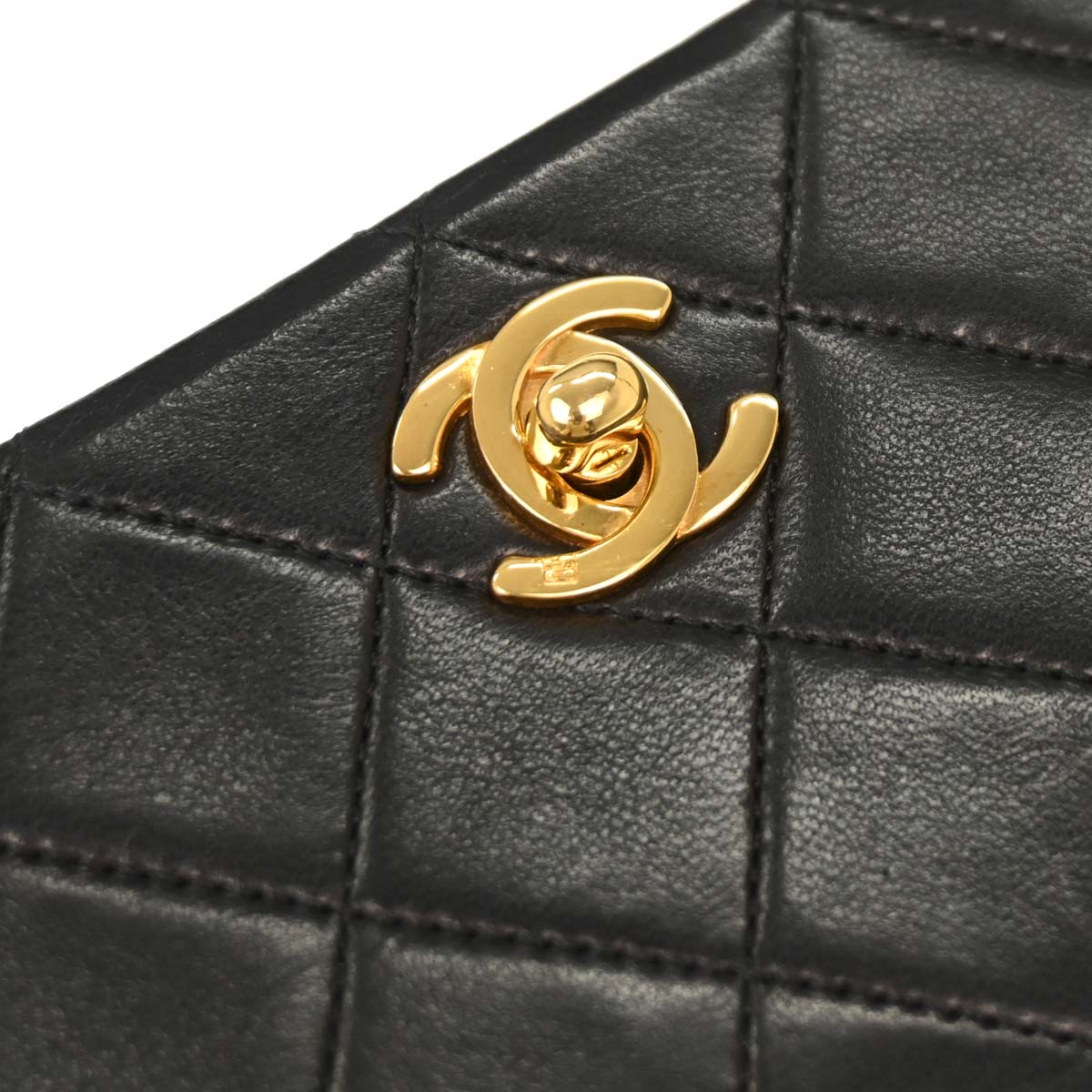 Chanel Black Lambskin Turnlock Mini Full Flap Shoulder Bag