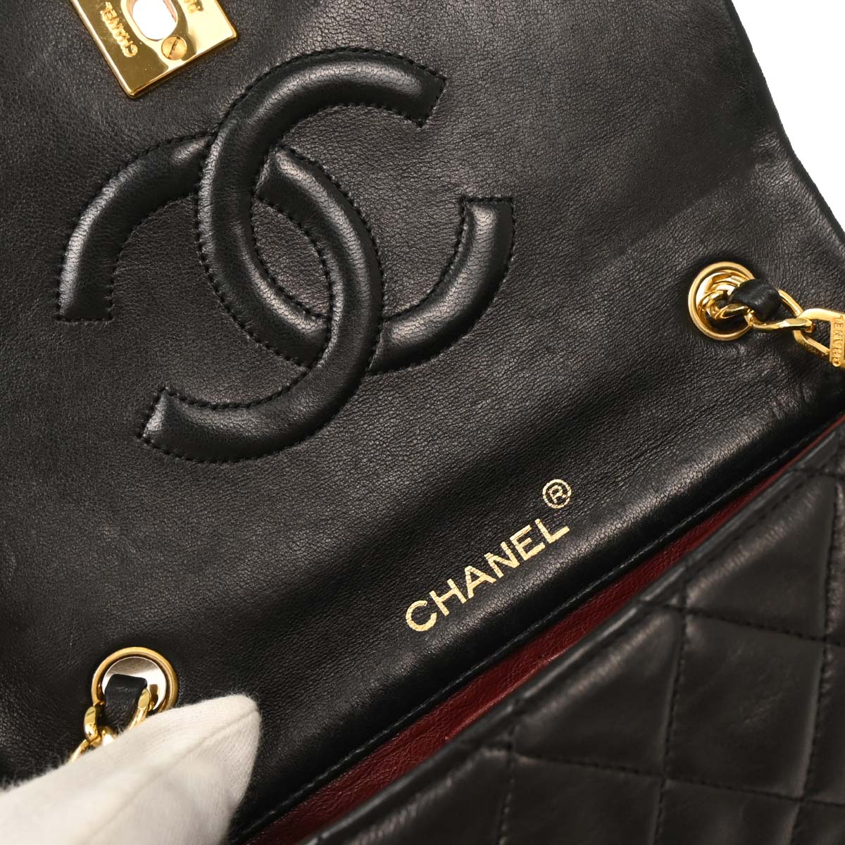 Chanel Black Lambskin Turnlock Mini Full Flap Shoulder Bag