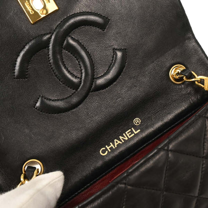 Chanel Black Lambskin Turnlock Mini Full Flap Shoulder Bag