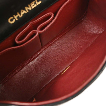 Chanel Black Lambskin Turnlock Mini Full Flap Shoulder Bag