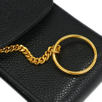 Chanel Black Caviar Cigarette Case Key Holder Small Good