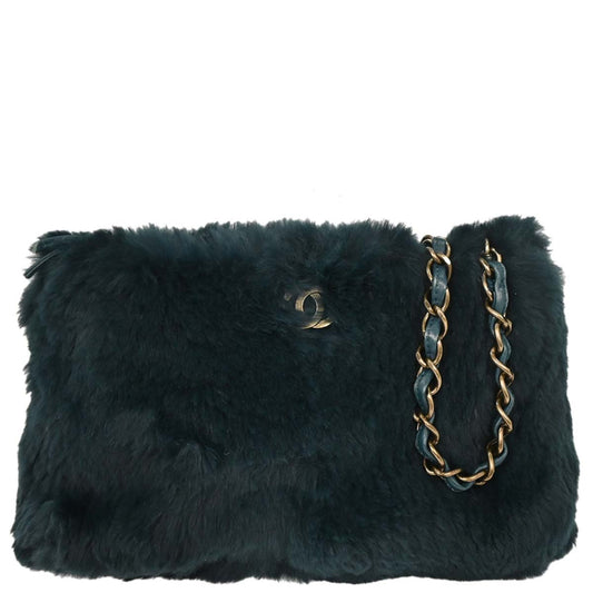 Chanel Blue Fur Chain Shoulder Bag