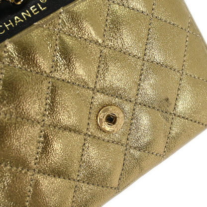 Chanel Metallic Gold Lambskin Classic Flap Micro Bag Pouch