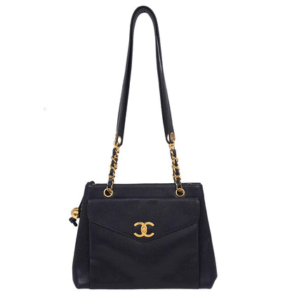 Chanel Navy Caviar Shoulder Tote Bag