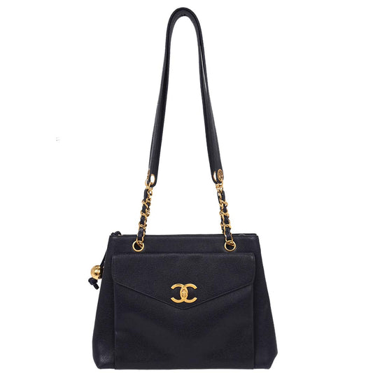 Chanel Navy Caviar Shoulder Tote Bag